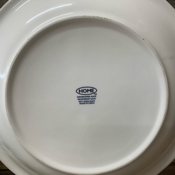 Round White with Blue Trim "At Home" Platter -  12” Round - Picture 5 of 5